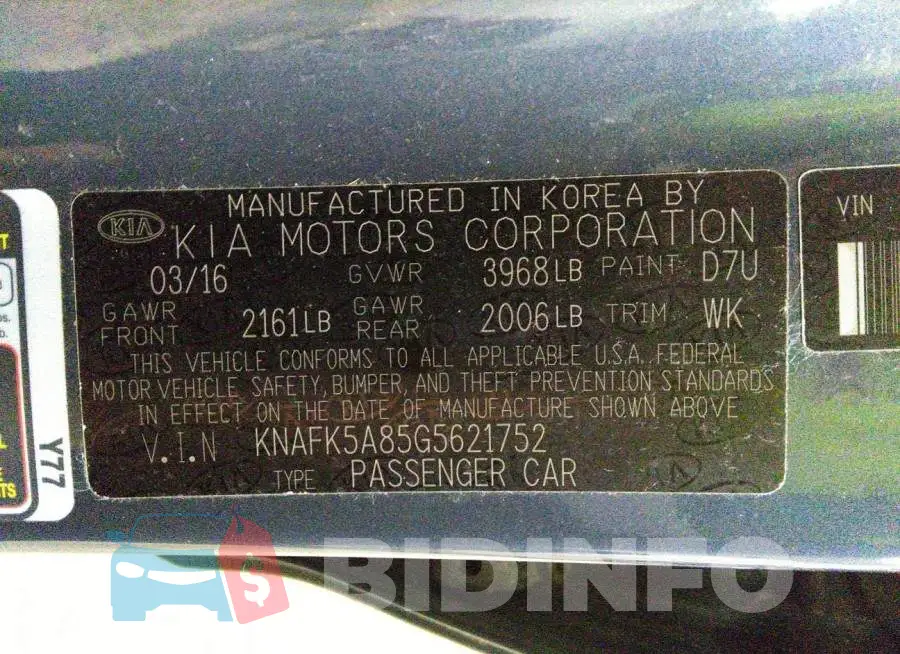 KNAFK5A85G5621752 Photo# 9