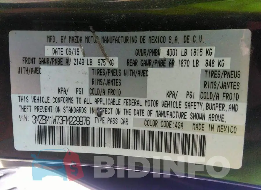 3MZBM1W73FM229976 Photo# 9