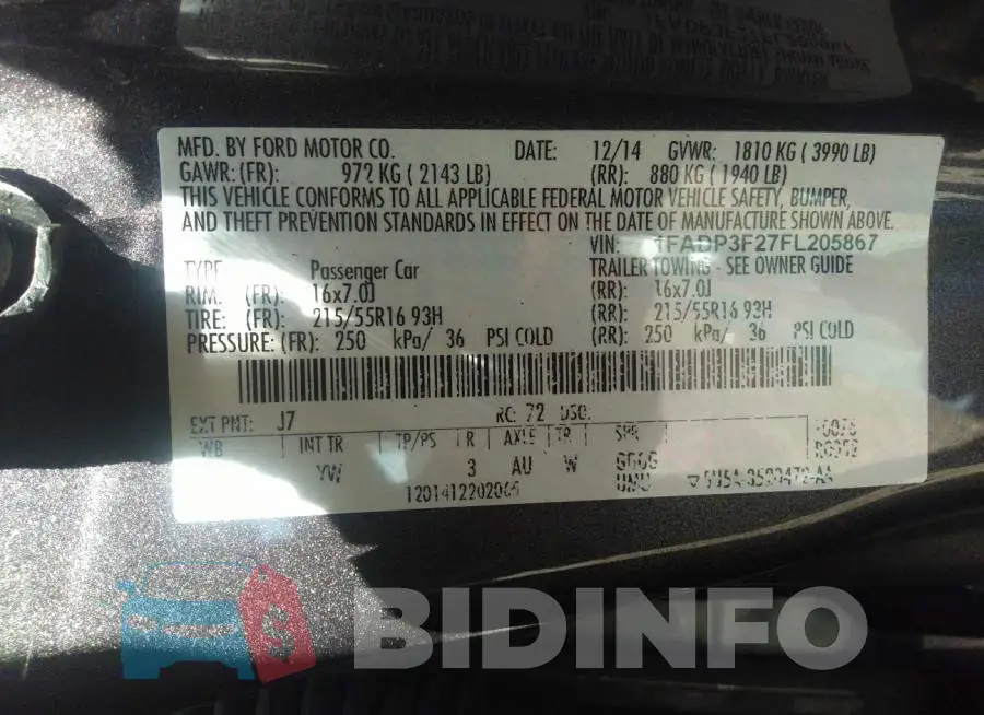 1FADP3F27FL205867 Photo# 9