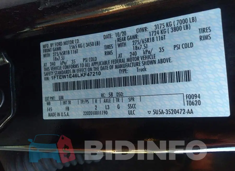 1FTEW1E46LKF47210 Photo# 9
