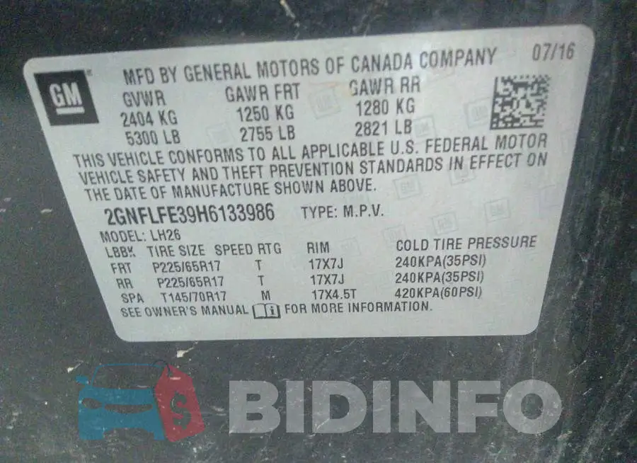 2GNFLFE39H6133986 Photo# 2