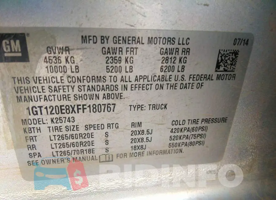 1GT120E8XFF180767 Photo# 9
