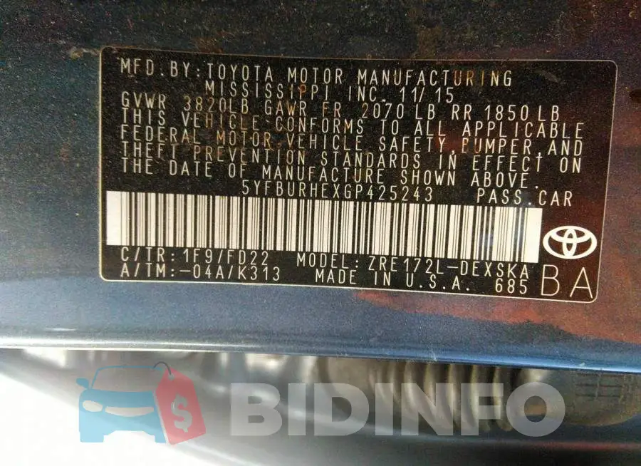 5YFBURHEXGP425243 Photo# 9