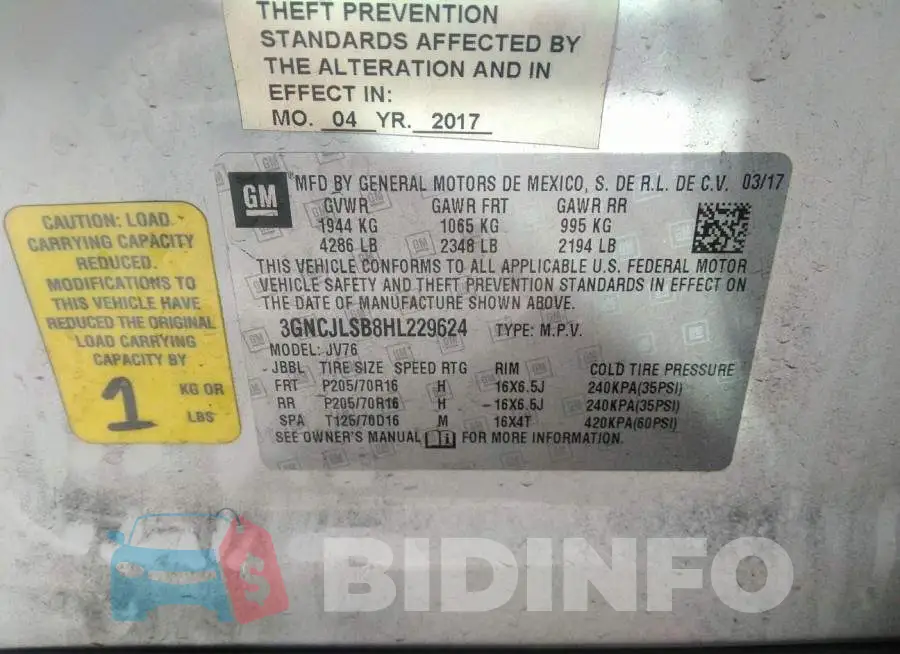 3GNCJLSB8HL229624 Photo# 9