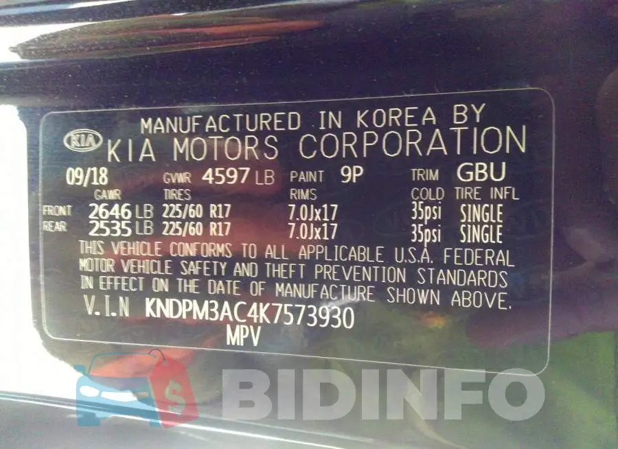KNDPM3AC4K7573930 Photo# 9