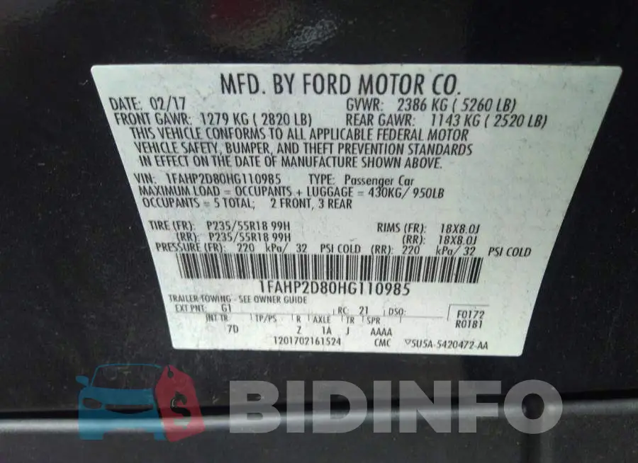 1FAHP2D80HG110985 Photo# 9