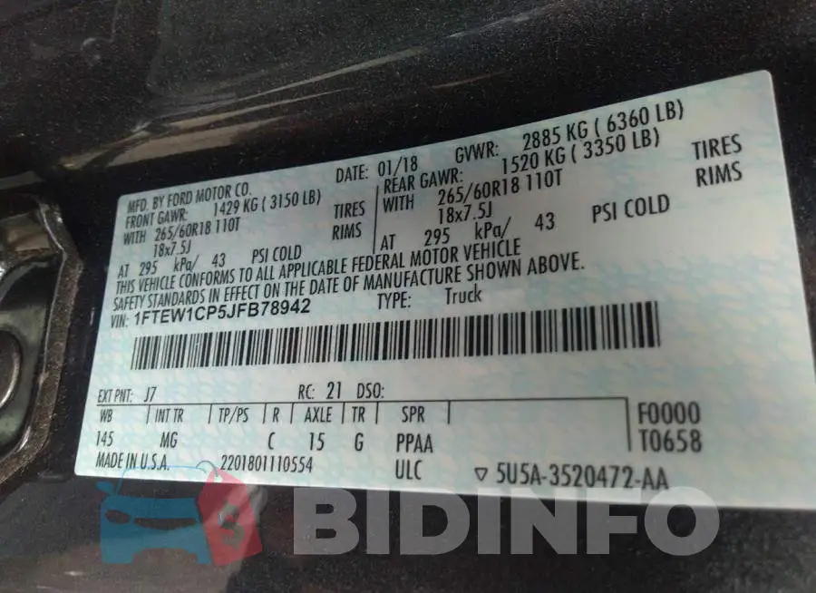1FTEW1CP5JFB78942 Photo# 9