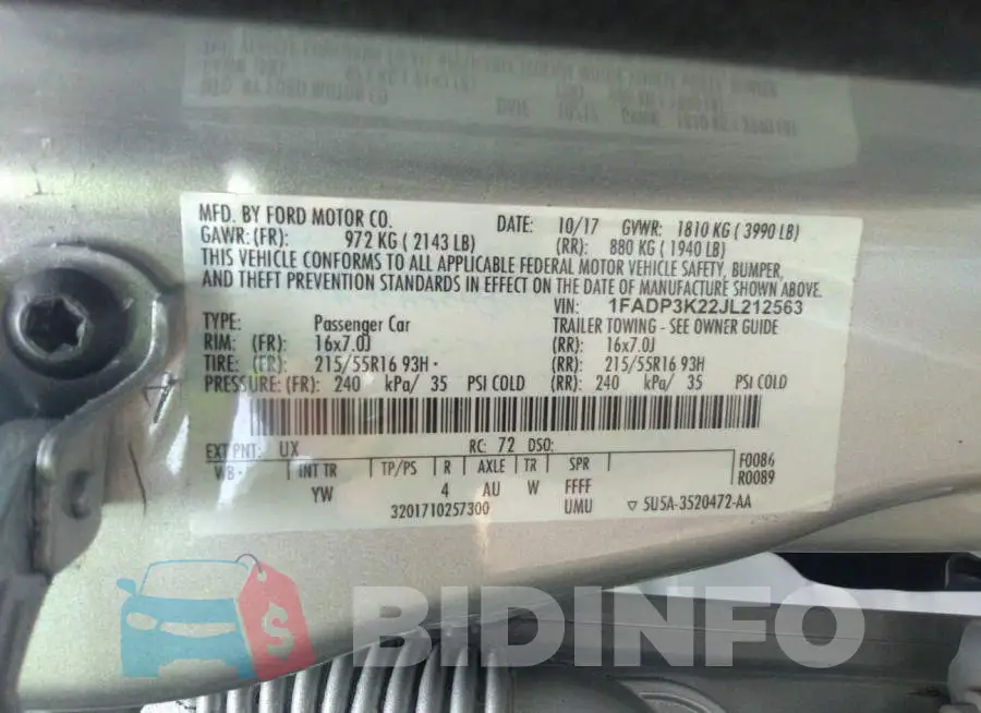 1FADP3K22JL212563 Photo# 9