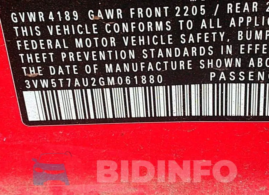 3VW5T7AU2GM061880 Photo# 9