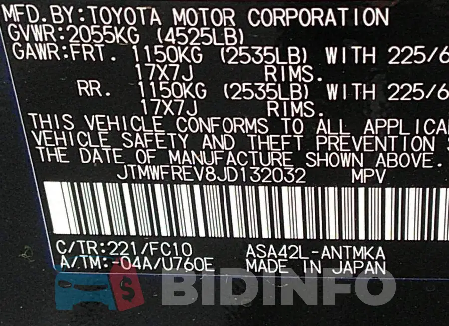 JTMWFREV8JD132032 Photo# 9