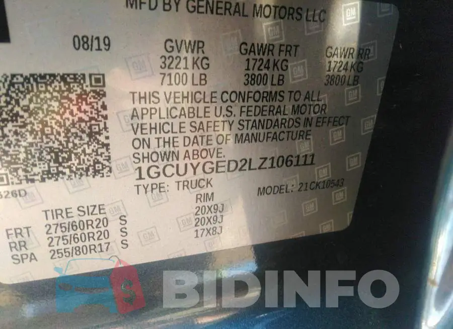 1GCUYGED2LZ106111 Photo# 8