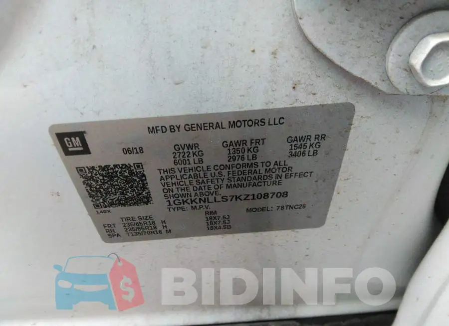 1GKKNLLS7KZ108708 Photo# 9