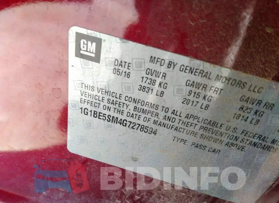 1G1BE5SM4G7278594 Photo# 9