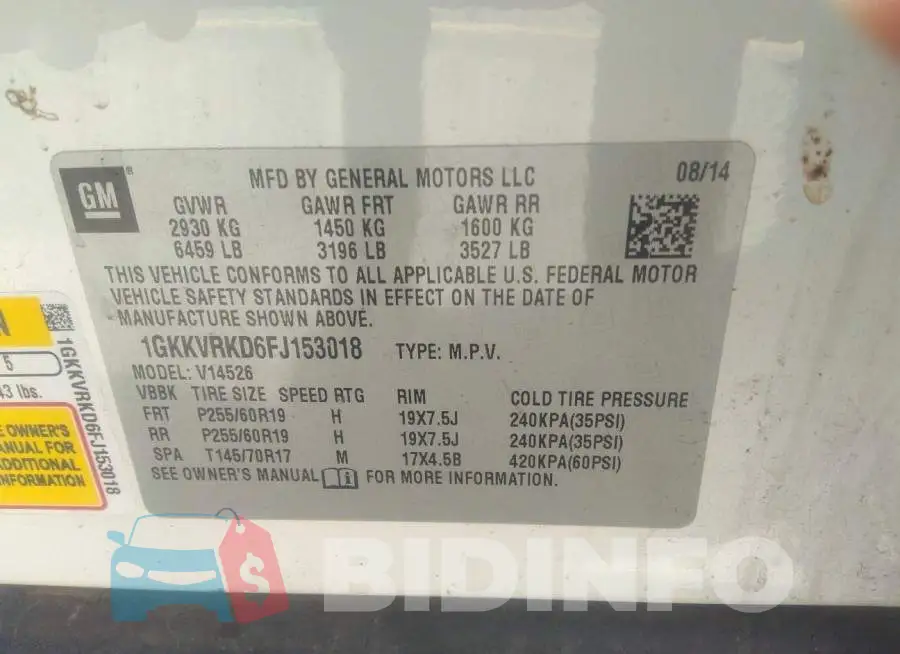 1GKKVRKD6FJ153018 Photo# 9
