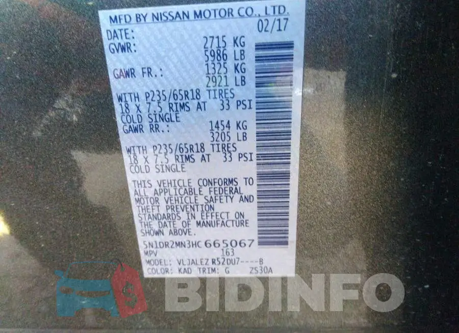 5N1DR2MN3HC665067 Photo# 9