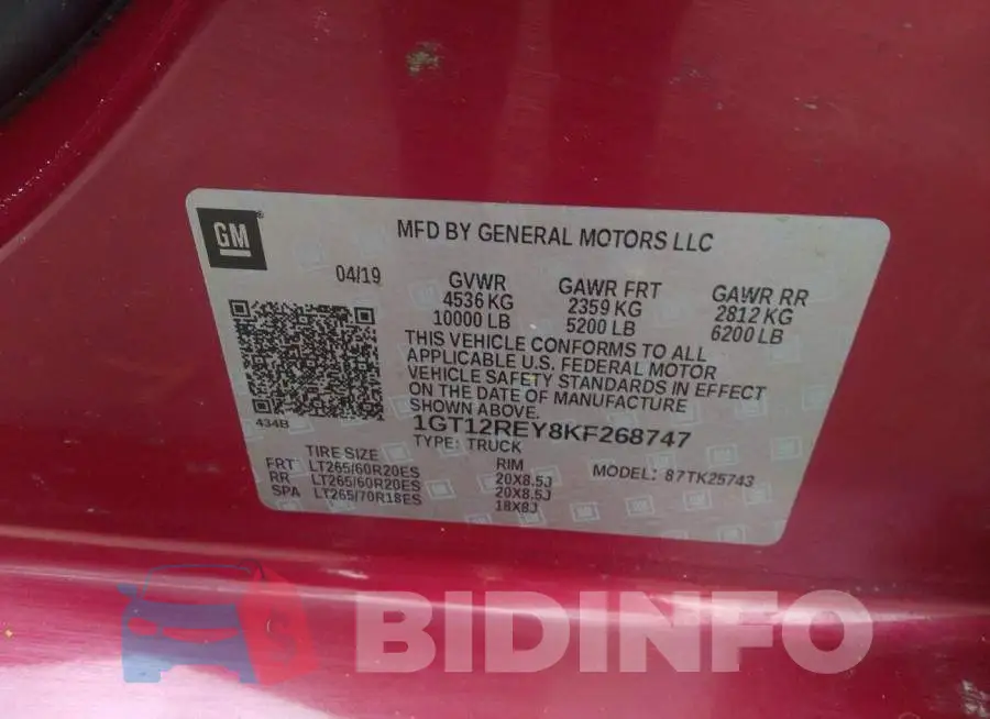 1GT12REY8KF268747 Photo# 9