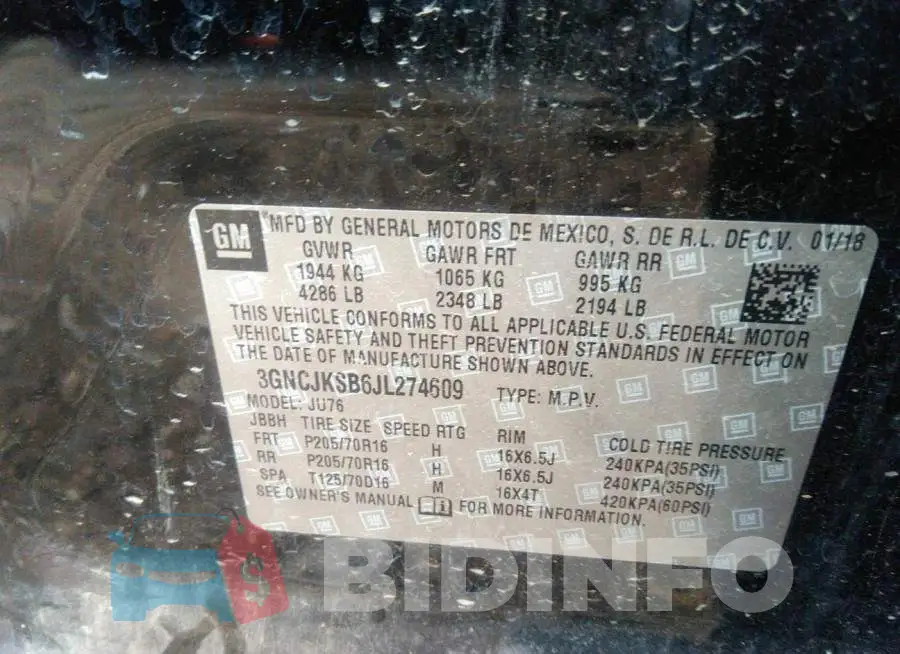 3GNCJKSB6JL274609 Photo# 9