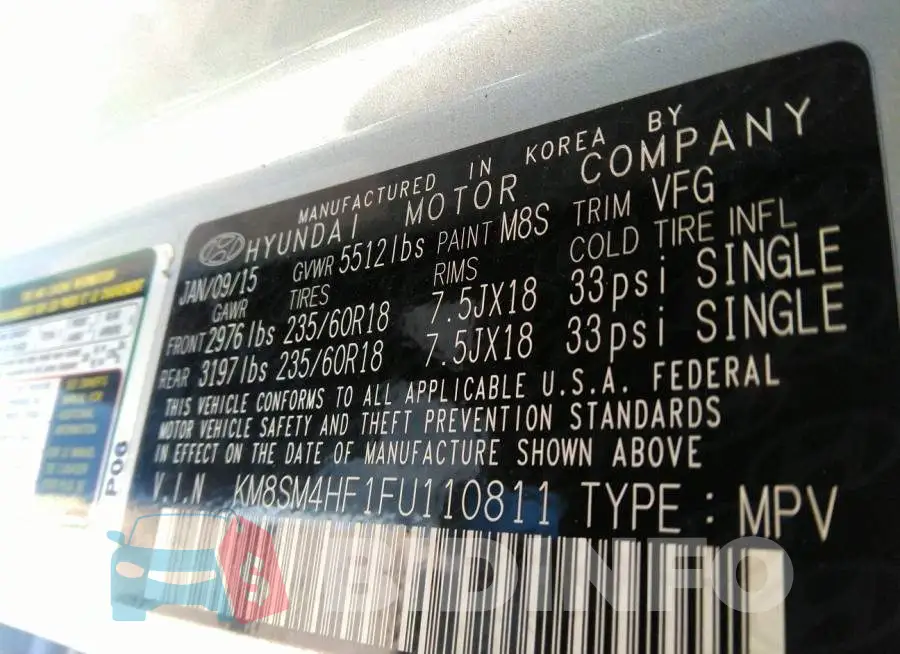 KM8SM4HF1FU110811 Photo# 9