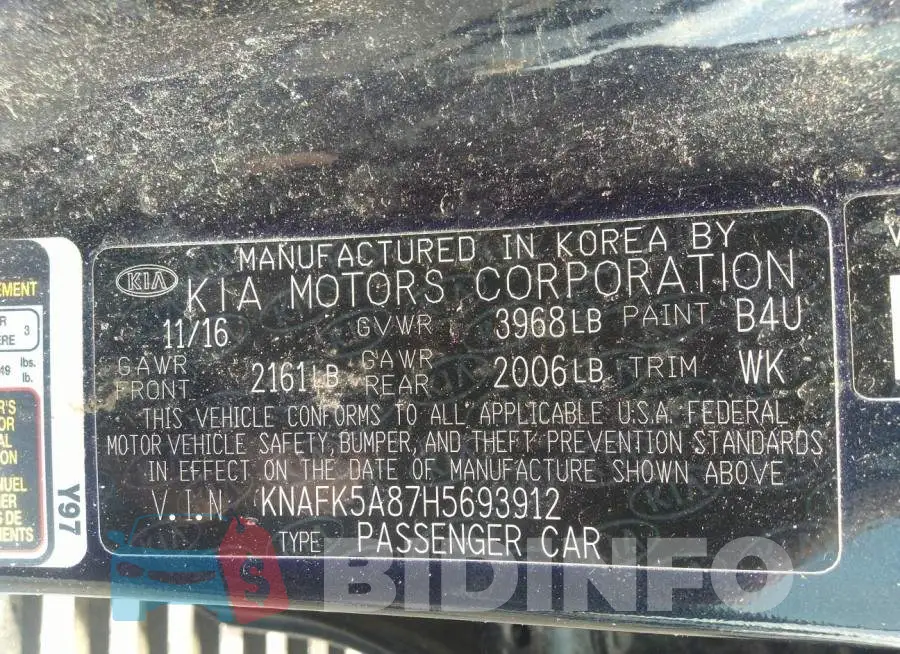 KNAFK5A87H5693912 Photo# 9
