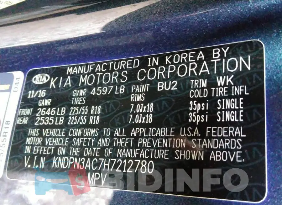 KNDPN3AC7H7212780 Photo# 9