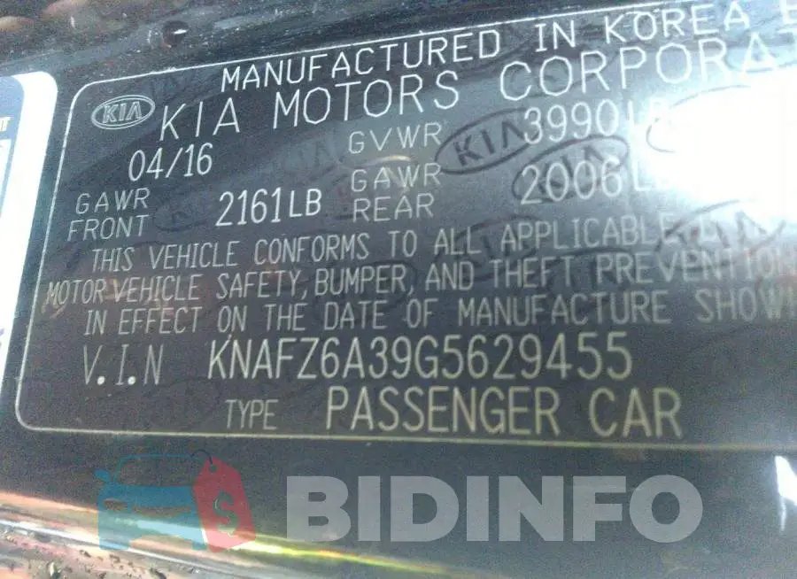 KNAFZ6A39G5629455 Photo# 9