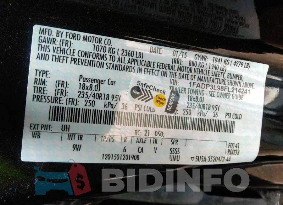 1FADP3L98FL214241 Photo# 9