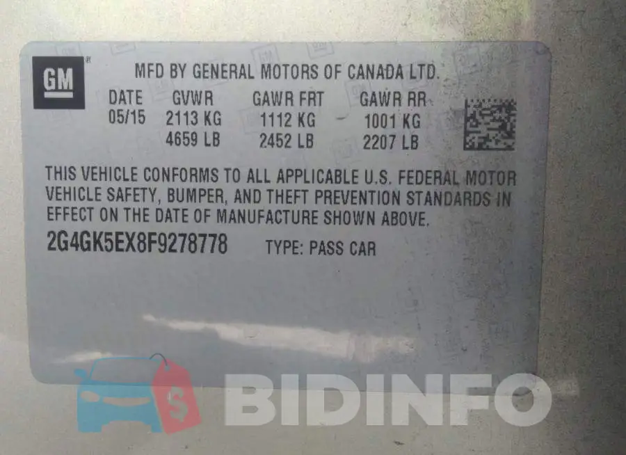 2G4GK5EX8F9278778 Photo# 9