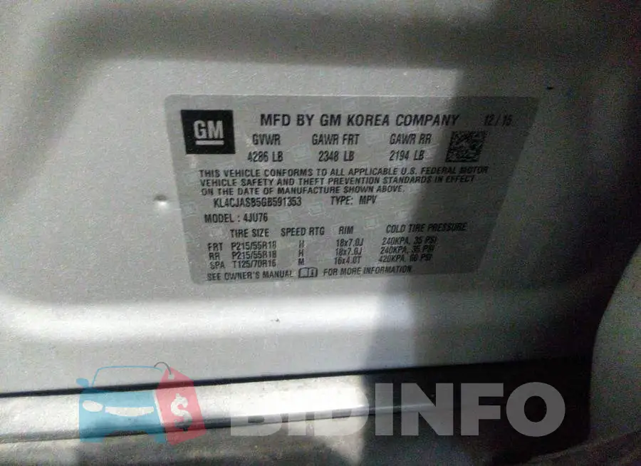 KL4CJASB5GB591353 Photo# 9