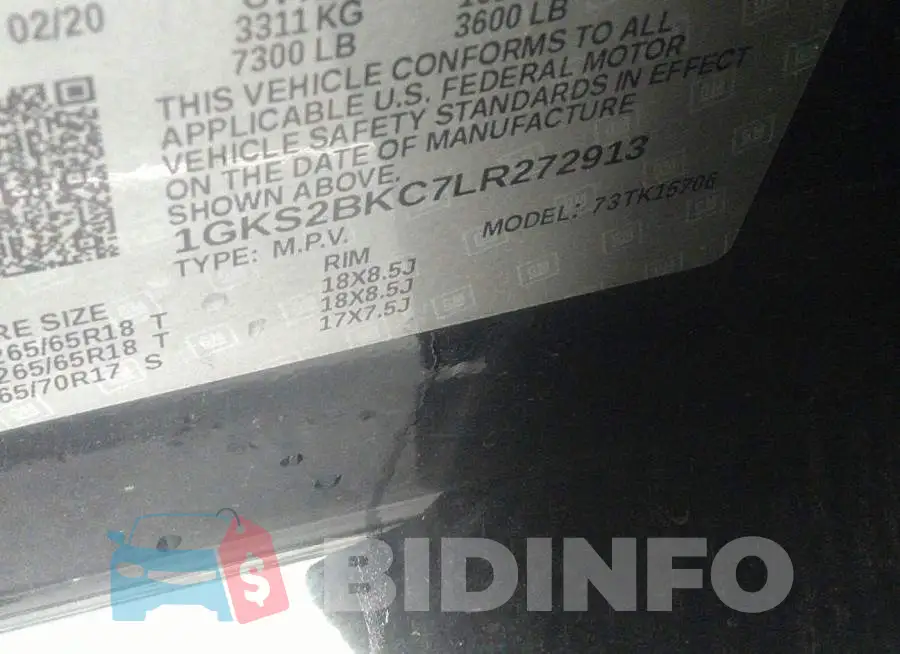 1GKS2BKC7LR272913 Photo# 9