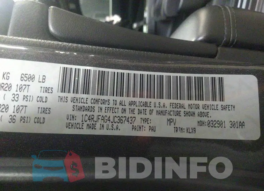 1C4RJFAG4JC367437 Photo# 9