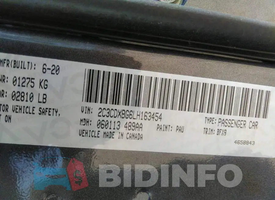 2C3CDXBG6LH163454 Photo# 9