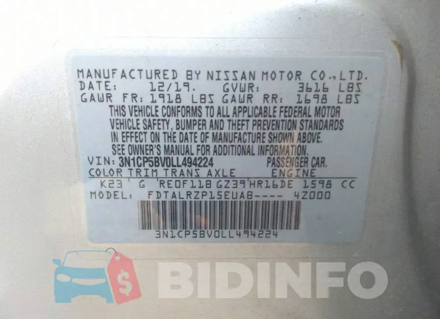 3N1CP5BV0LL494224 Photo# 9