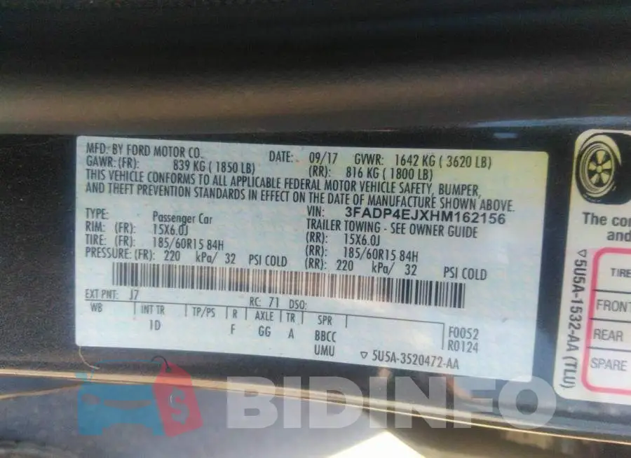3FADP4EJXHM162156 Photo# 9
