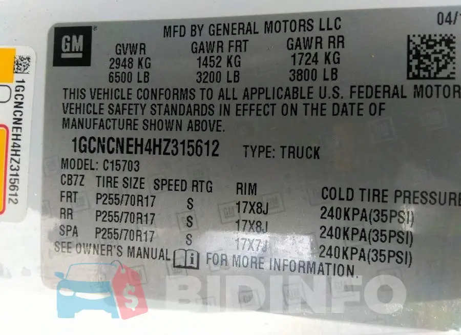 1GCNCNEH4HZ315612 Photo# 9