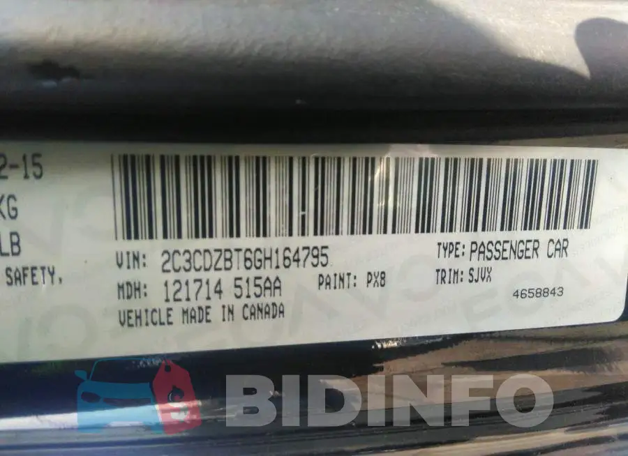 2C3CDZBT6GH164795 Photo# 9