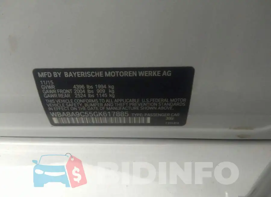 WBA8A9C55GK617885 Photo# 9