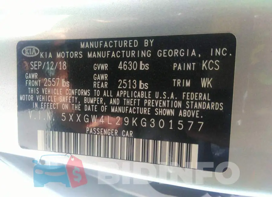5XXGW4L29KG301577 Photo# 9