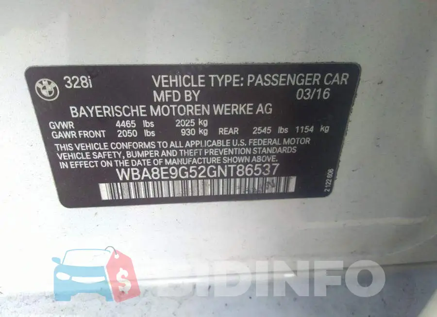 WBA8E9G52GNT86537 Photo# 9