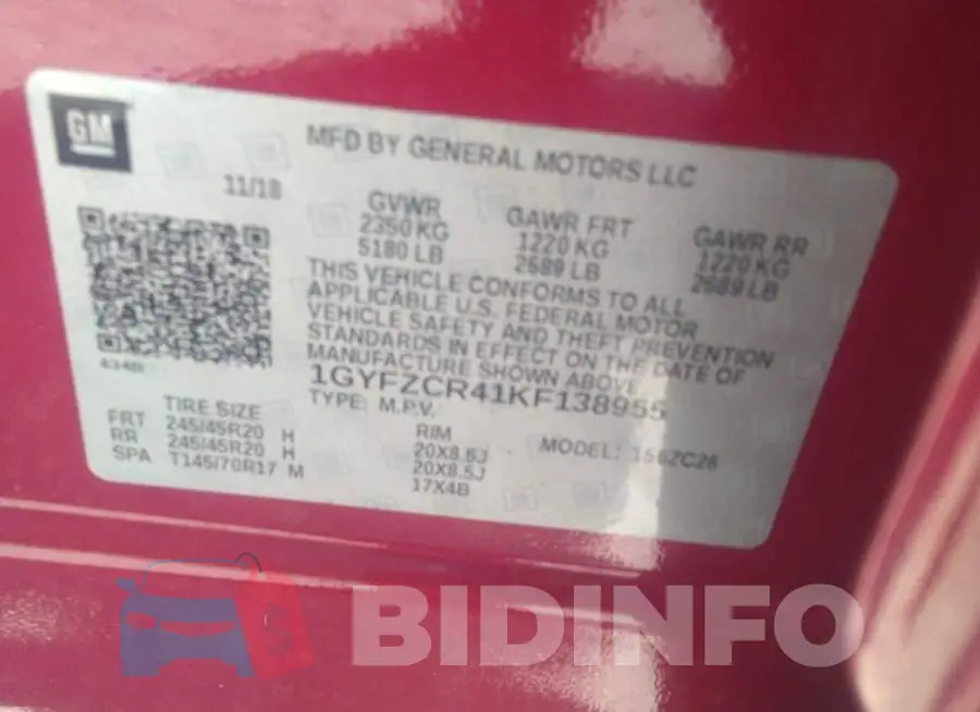 1GYFZCR41KF138955 Photo# 9