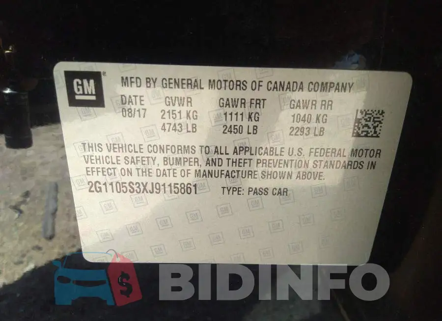 2G1105S3XJ9115861 Photo# 9