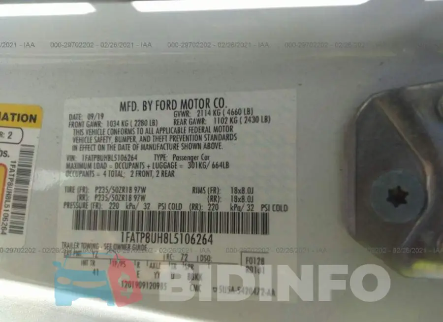 1FATP8UH8L5106264 Photo# 9