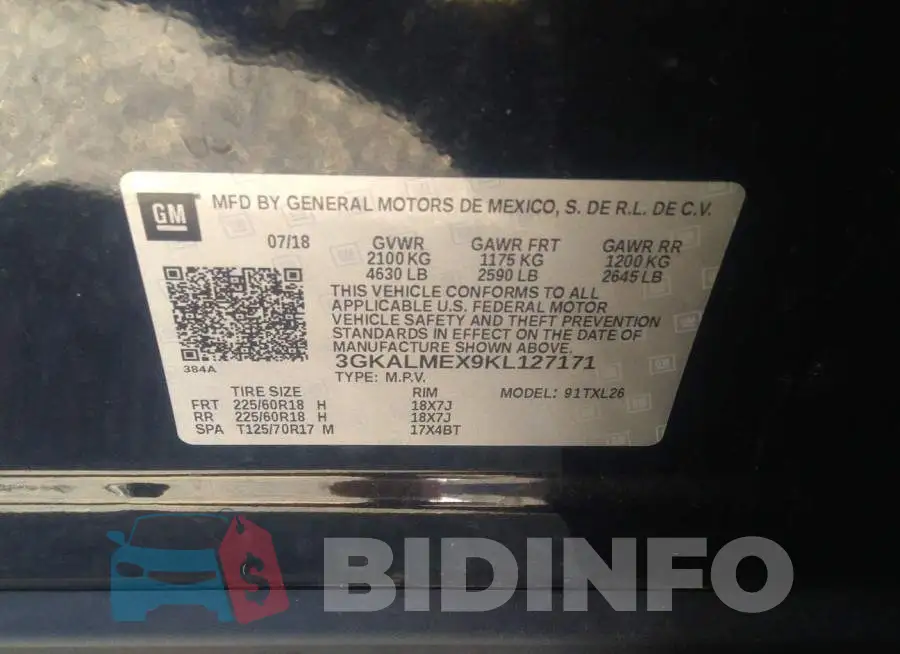 3GKALMEX9KL127171 Photo# 9