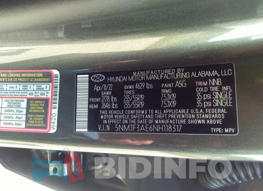 5NMJF3AE6NH118317 Photo# 9