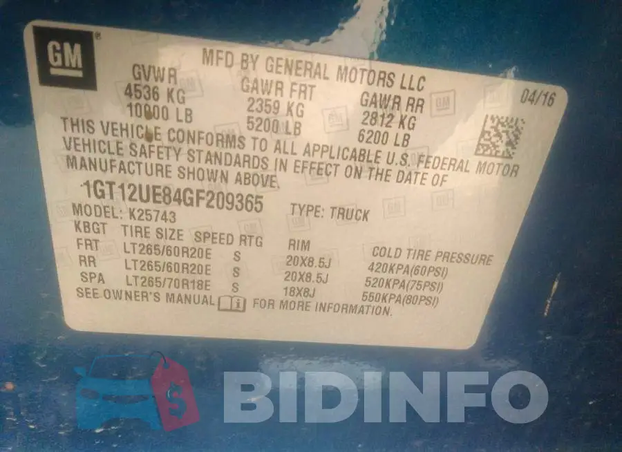1GT12UE84GF209365 Photo# 9