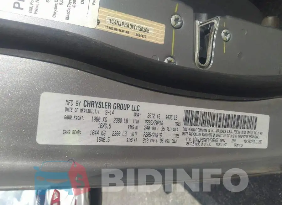 1C4NJPBA0FD138365 Photo# 9