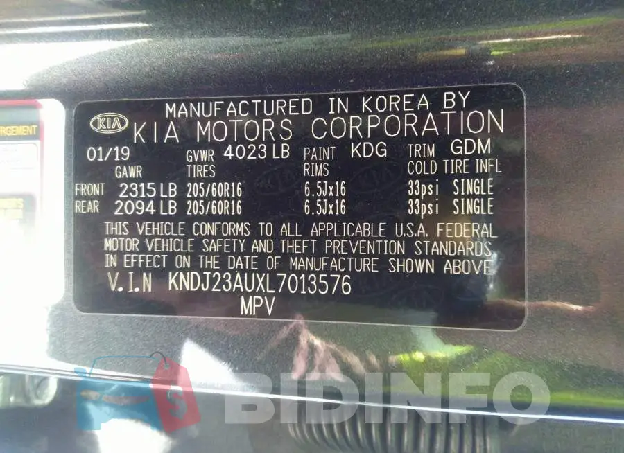 KNDJ23AUXL7013576 Photo# 9