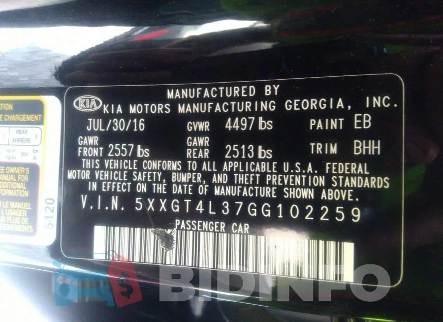 5XXGT4L37GG102259 Photo# 9