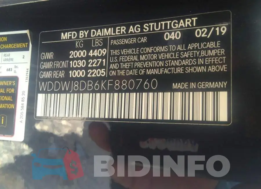 WDDWJ8DB6KF880760 Photo# 9