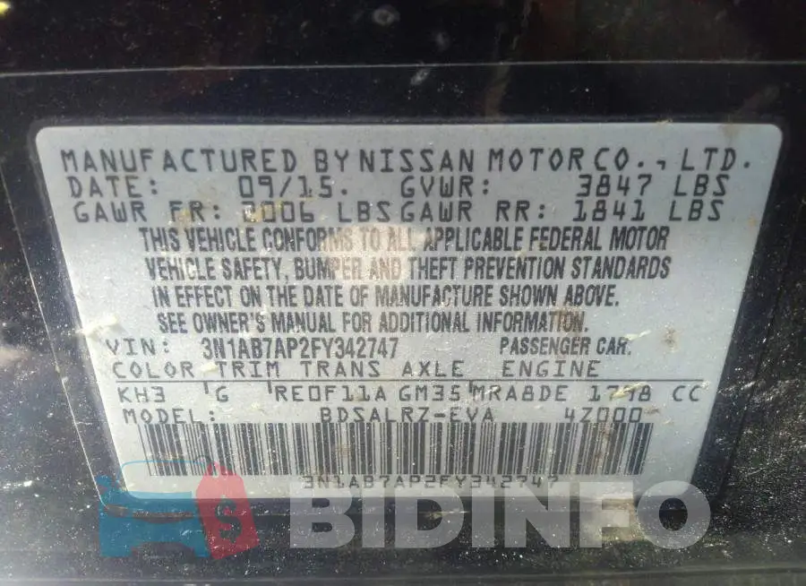 3N1AB7AP2FY342747 Photo# 9