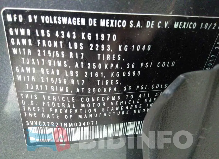 3VVCX7B27NM034071 Photo# 9